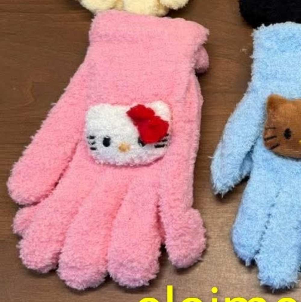 Hello Kitty Kids Mittens Set - Pink, Black, White, Blue, Yellow